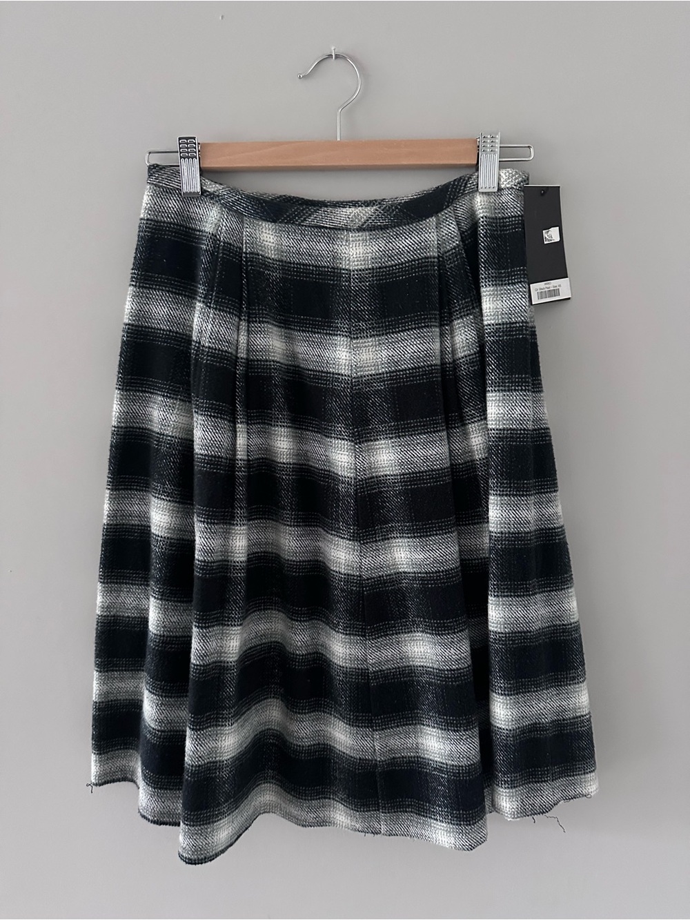 Black and White Plaid A-Line Skirt